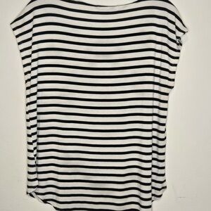 Green Envelope Los Angeles Striped Short Sleeve Top Size L Black & White